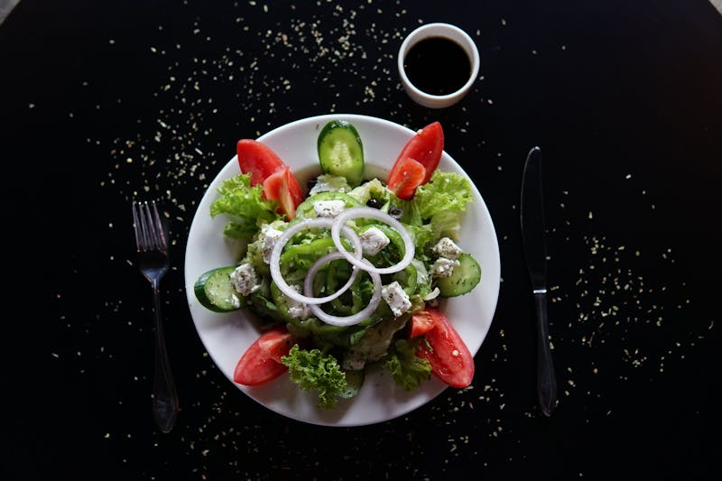 Mediterranean salad with feta and olives